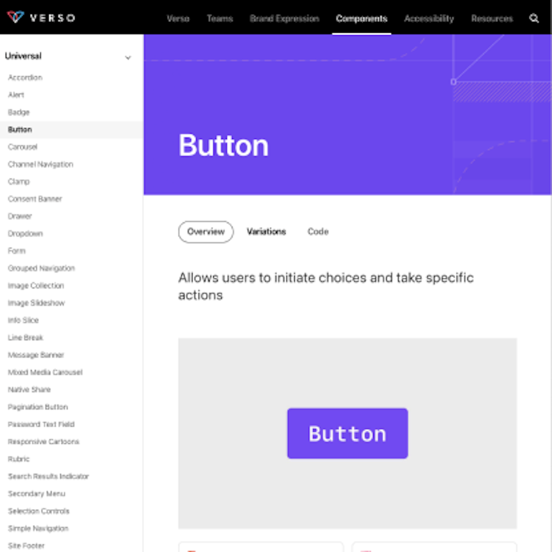 a screenshot of a button component from the Verso storefront site